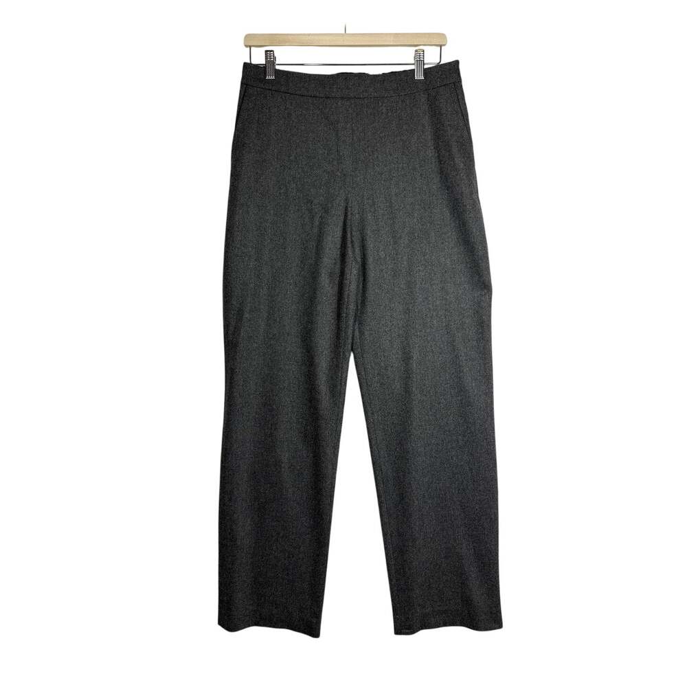 Lafayette 148 Wool Cashmere Pull On Pants Gray Elastic Back Straight Leg Sz M